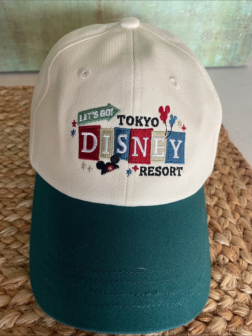 NWT Tokyo Disney Resort Cap - Cream & Forest Green